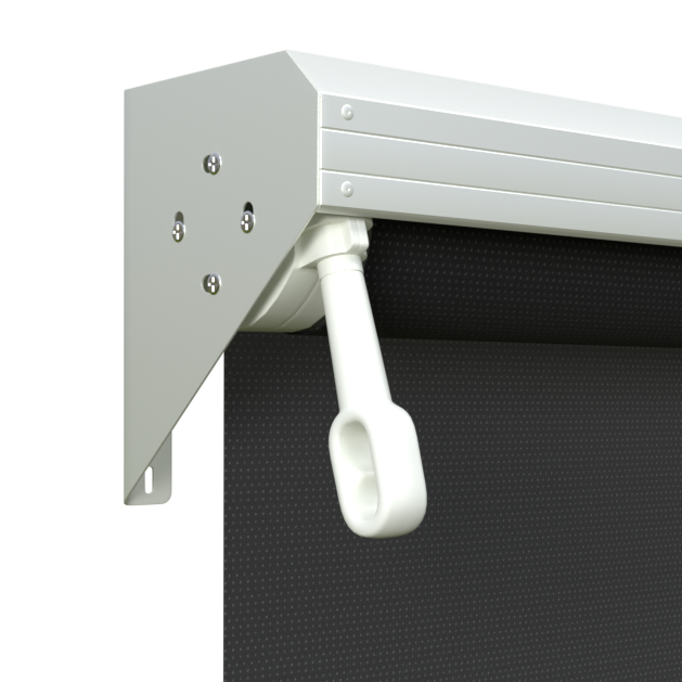 Crank Outdoor Blind - Black Fabric with Dover White Semi-Enclosed Pelmet