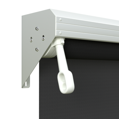 Crank Outdoor Blind - Black Fabric with Dover White Semi-Enclosed Pelmet