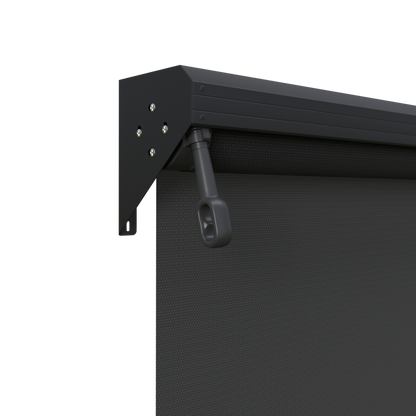 Crank Outdoor Blind - Black Fabric with Monument Semi-Enclosed Pelmet