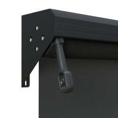 Crank Outdoor Blind - Black Fabric with Monument Semi-Enclosed Pelmet