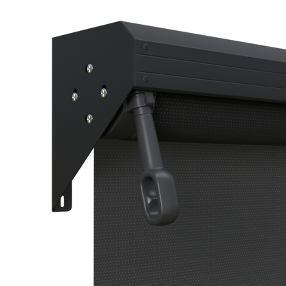 Crank Outdoor Blind - Black Fabric with Monument Semi-Enclosed Pelmet