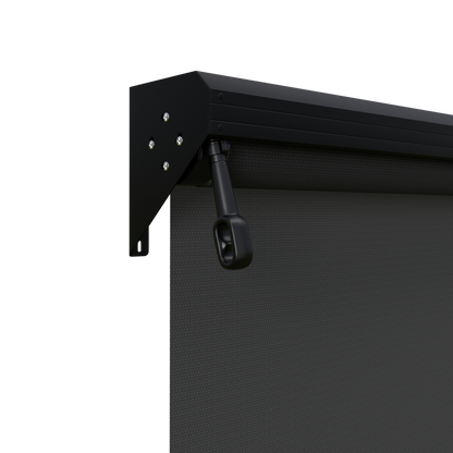 Crank Outdoor Blind - Black Fabric with Nightsky Black Semi-Enclosed Pelmet