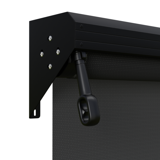 Crank Outdoor Blind - Black Fabric with Nightsky Black Semi-Enclosed Pelmet
