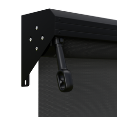 Crank Outdoor Blind - Black Fabric with Nightsky Black Semi-Enclosed Pelmet
