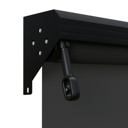 Crank Outdoor Blind - Black Fabric with Nightsky Black Semi-Enclosed Pelmet