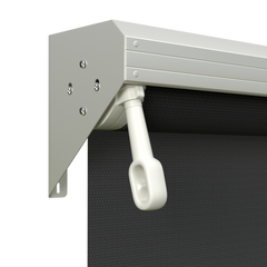 Crank Outdoor Blind - Black Fabric with Surfmist Semi-Enclosed Pelmet