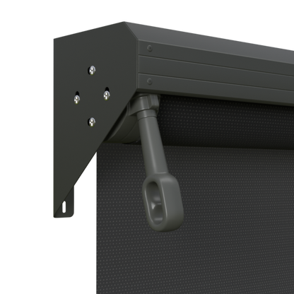 Crank Outdoor Blind - Black Fabric with Woodland Grey Semi-Enclosed Pelmet