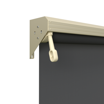 Crank Outdoor Blind - Flint Fabric with Classic Cream Semi-Enclosed Pelmet