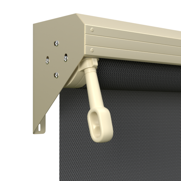 Crank Outdoor Blind - Flint Fabric with Classic Cream Semi-Enclosed Pelmet