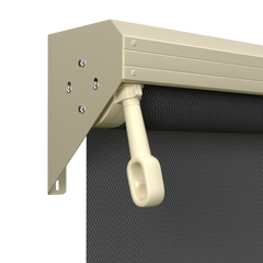 Crank Outdoor Blind - Flint Fabric with Classic Cream Semi-Enclosed Pelmet