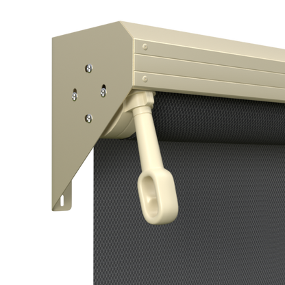 Crank Outdoor Blind - Flint Fabric with Classic Cream Semi-Enclosed Pelmet