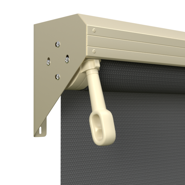 Crank Outdoor Blind - Charcoal Fabric with Classic Cream Semi-Enclosed Pelmet