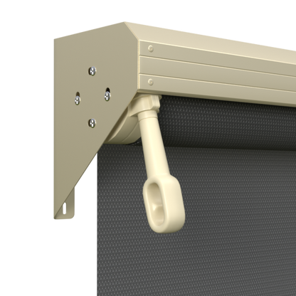 Crank Outdoor Blind - Charcoal Fabric with Classic Cream Semi-Enclosed Pelmet