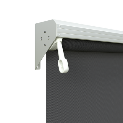 Crank Outdoor Blind - Flint Fabric with Dover White Semi-Enclosed Pelmet