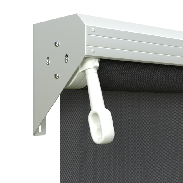 Crank Outdoor Blind - Flint Fabric with Dover White Semi-Enclosed Pelmet