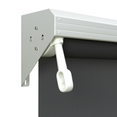 Crank Outdoor Blind - Flint Fabric with Dover White Semi-Enclosed Pelmet