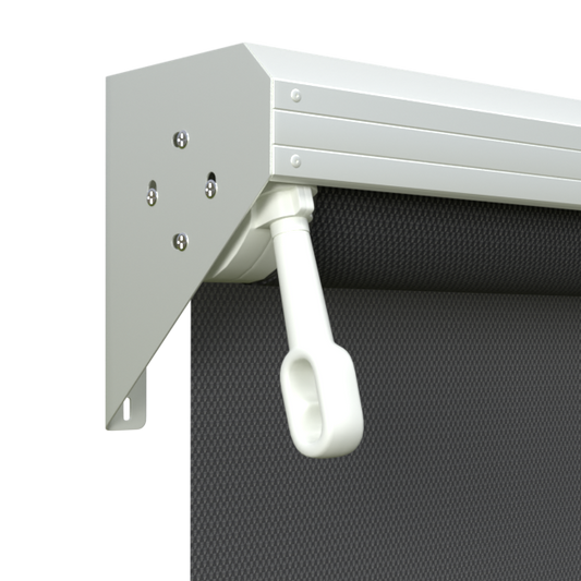 Crank Outdoor Blind - Flint Fabric with Dover White Semi-Enclosed Pelmet