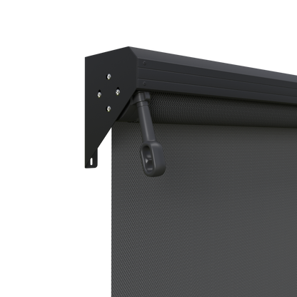 Crank Outdoor Blind - Flint Fabric with Monument Semi-Enclosed Pelmet