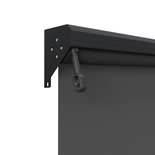 Crank Outdoor Blind - Flint Fabric with Monument Semi-Enclosed Pelmet