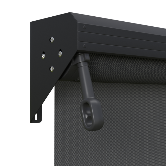 Crank Outdoor Blind - Flint Fabric with Monument Semi-Enclosed Pelmet