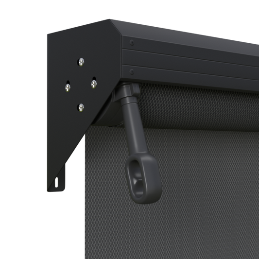 Crank Outdoor Blind - Flint Fabric with Monument Semi-Enclosed Pelmet