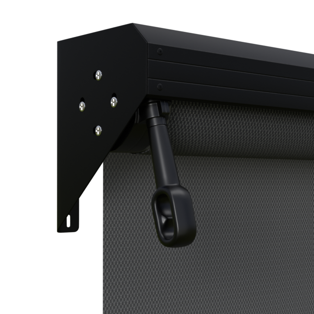 Crank Outdoor Blind - Flint Fabric with Nightsky Black Semi-Enclosed Pelmet