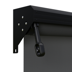 Crank Outdoor Blind - Flint Fabric with Nightsky Black Semi-Enclosed Pelmet