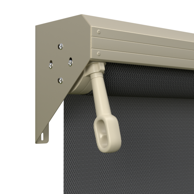 Crank Outdoor Blind - Flint Fabric with Paperbark Semi-Enclosed Pelmet