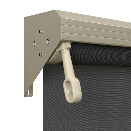 Crank Outdoor Blind - Flint Fabric with Paperbark Semi-Enclosed Pelmet