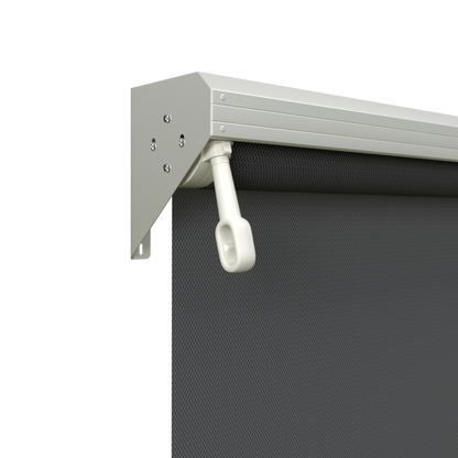 Crank Outdoor Blind - Flint Fabric with Surfmist Semi-Enclosed Pelmet