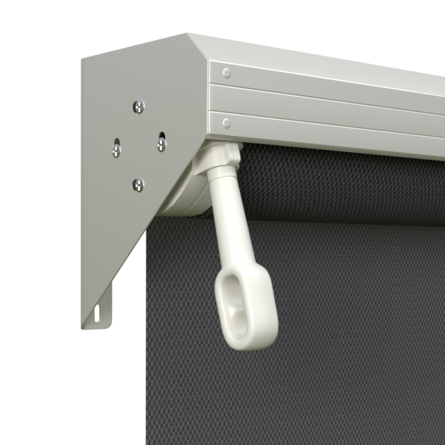 Crank Outdoor Blind - Flint Fabric with Surfmist Semi-Enclosed Pelmet