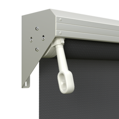 Crank Outdoor Blind - Flint Fabric with Surfmist Semi-Enclosed Pelmet