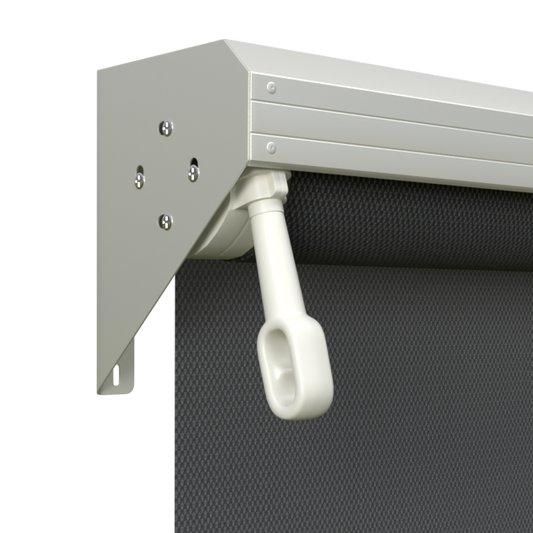 Crank Outdoor Blind - Flint Fabric with Surfmist Semi-Enclosed Pelmet