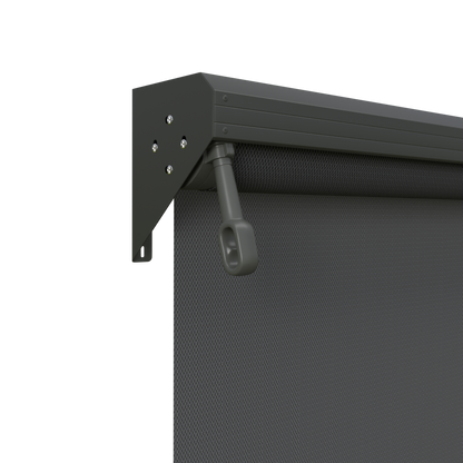 Crank Outdoor Blind - Flint Fabric with Woodland Grey Semi-Enclosed Pelmet