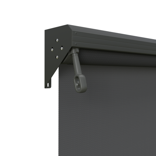 Crank Outdoor Blind - Flint Fabric with Woodland Grey Semi-Enclosed Pelmet