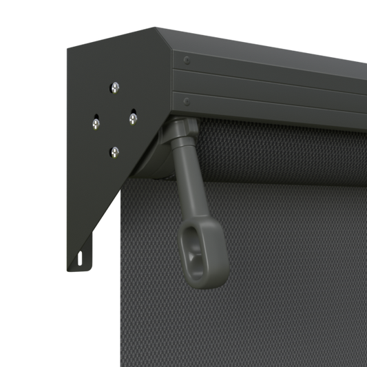 Crank Outdoor Blind - Flint Fabric with Woodland Grey Semi-Enclosed Pelmet