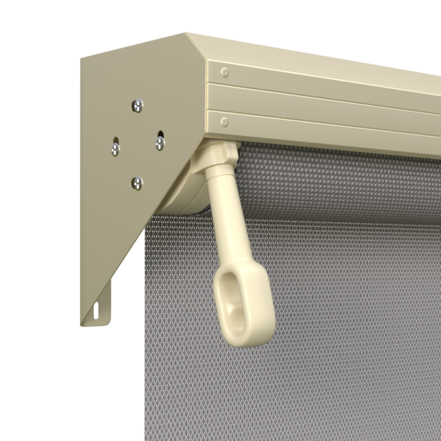 Crank Outdoor Blind - Grey Fabric with Classic Cream Semi-Enclosed Pelmet