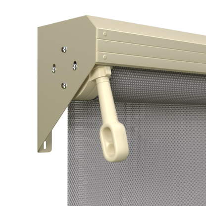 Crank Outdoor Blind - Grey Fabric with Classic Cream Semi-Enclosed Pelmet