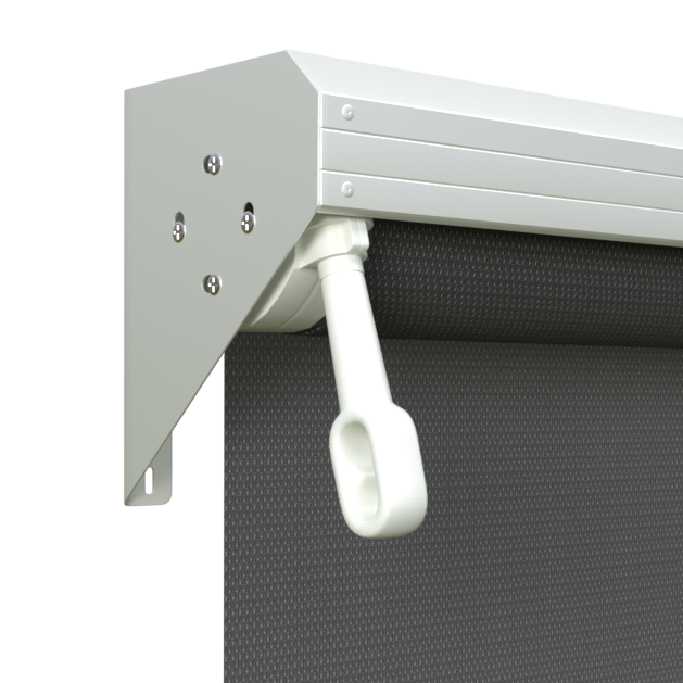 Crank Outdoor Blind - Charcoal Fabric with Dover White Semi-Enclosed Pelmet