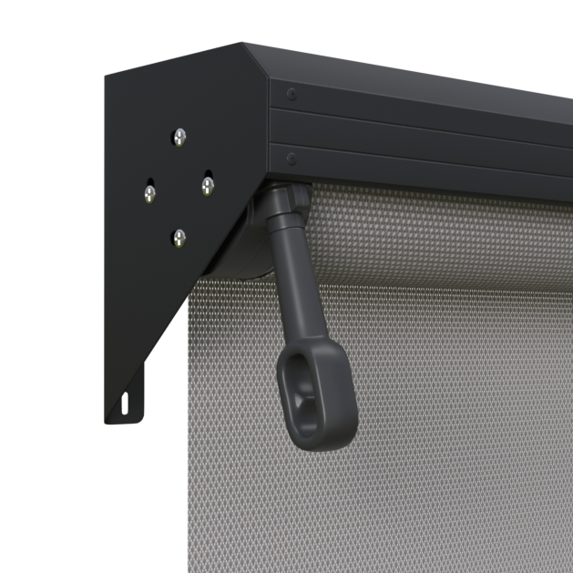 Crank Outdoor Blind - Grey Fabric with Monument Semi-Enclosed Pelmet