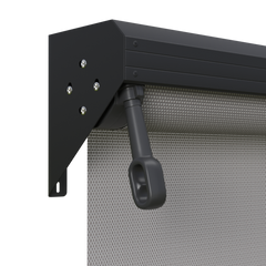 Crank Outdoor Blind - Grey Fabric with Monument Semi-Enclosed Pelmet