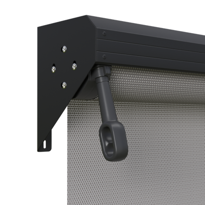 Crank Outdoor Blind - Grey Fabric with Monument Semi-Enclosed Pelmet