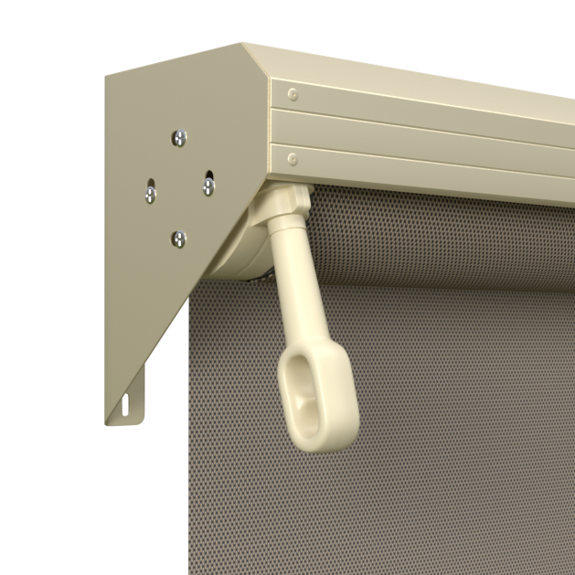 Crank Outdoor Blind - Caramel Fabric with Classic Cream Semi-Enclosed Pelmet