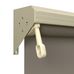 Crank Outdoor Blind - Caramel Fabric with Classic Cream Semi-Enclosed Pelmet