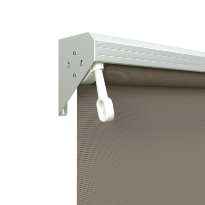 Crank Outdoor Blind - Caramel Fabric with Dover White Semi-Enclosed Pelmet