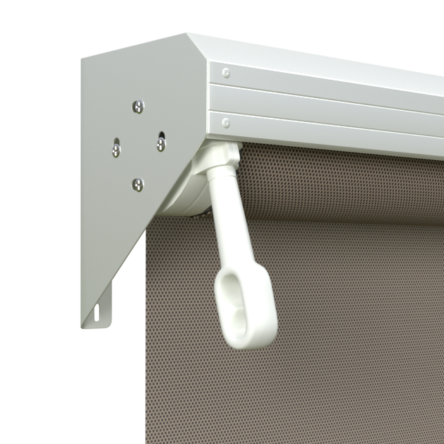 Crank Outdoor Blind - Caramel Fabric with Dover White Semi-Enclosed Pelmet