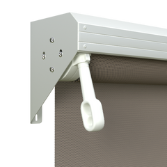 Crank Outdoor Blind - Caramel Fabric with Dover White Semi-Enclosed Pelmet