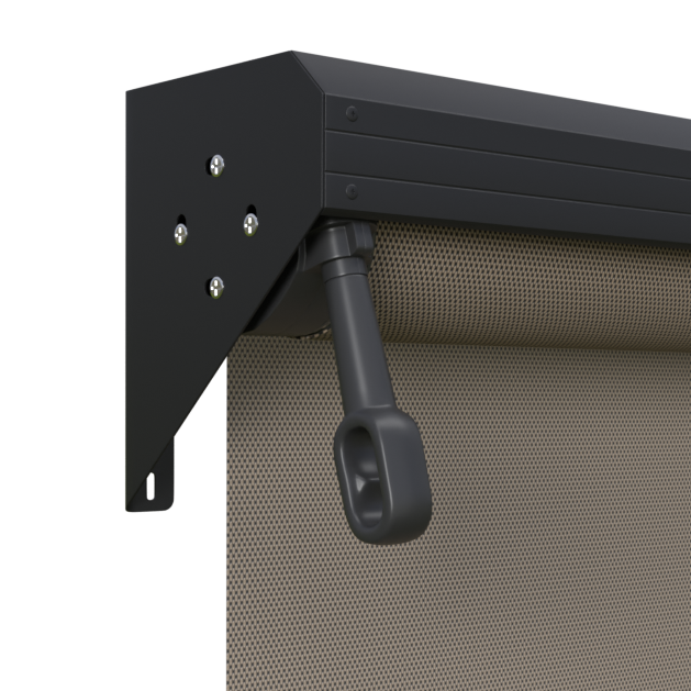 Crank Outdoor Blind - Caramel Fabric with Monument Semi-Enclosed Pelmet