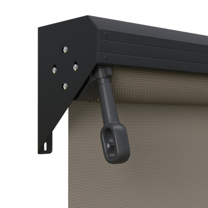 Crank Outdoor Blind - Caramel Fabric with Monument Semi-Enclosed Pelmet