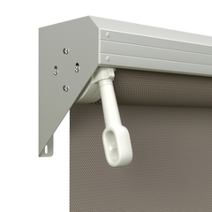 Crank Outdoor Blind - Caramel Fabric with Surfmist Semi-Enclosed Pelmet